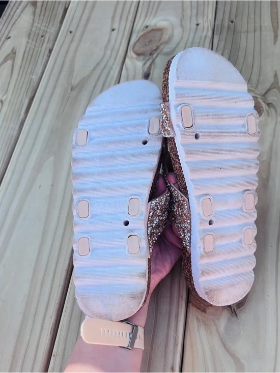 ID Required Glitter Slide Sandals Rose Gold Womens Size 7 - Picture 4 of 4